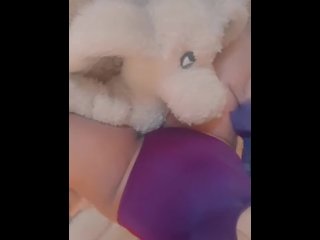 vertical video, small tits cute, teen, teddy bear