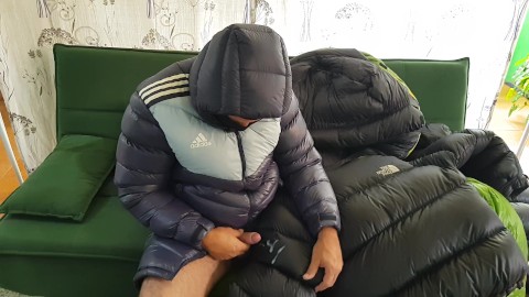 Hot cumshot on my Puffy Jacket