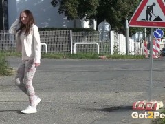 Solo Female Shows Off Ass While Pissing