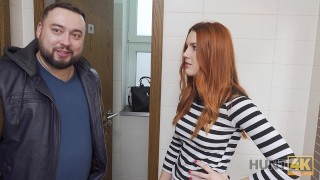 Hunter Is Allowed To Fuck Red-Haired Girlfriend In Restroom For Cash Cuck