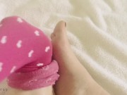 Preview 4 of Legs, feet, and pussy play in a long pink sock!