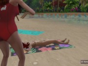 Preview 1 of Lifeguard Has Lesbian Sex With Tourist Who Does Topless - Sexual Hot Animations