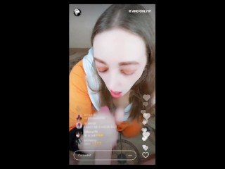TIKTOK CHALLENGE - my stepbrother visited me last weekend and we did a live stream of me sucking his