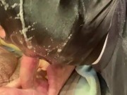 Straight alpha using fag slut's throat as his personal cumdump