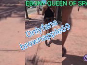 Preview 3 of Horny EBONY Hotwife explores Miami Beach Spring Break with some Bulls and Adult theaters