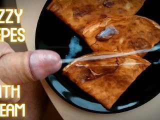 "Crepes with cream" - cuming on food