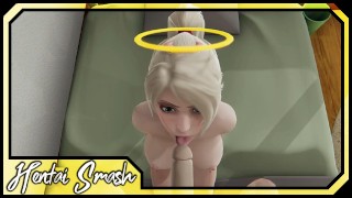 Mercy gets POV fingered before swallowing a load of cum - Overwatch Hentai