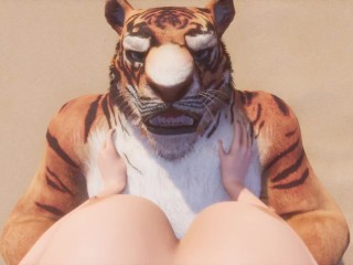 Wild Life / Huge Tiger Furry Knotting Feminino POV