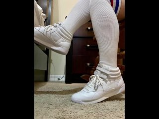 sneakers, white shoes, feet, female orgasm