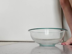 Video Dark Yellow Pee in a Clear Glass Bowl - By Request