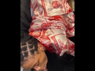 Ebony stripper gets her face fucked