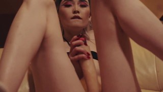 Sweet girl kissing dildo first thing after waking up