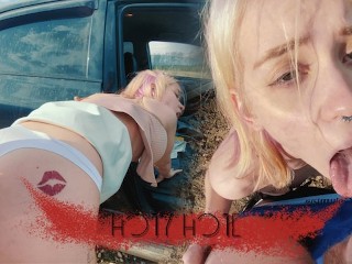 Took the Angel with Small Tits to the Countryside to Fuck Hard in Public | POV