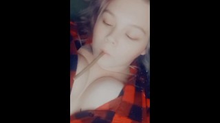 Tits out smoking a blunt