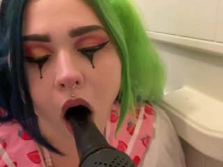 green hair, goth mom, amateur, solo masturbation