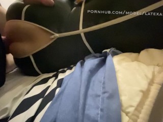 Submissive Latex Doll getting Fucked Lying on her Side, Side Fuck