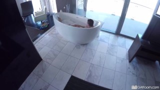 Sexy Stud Interrupts His Roommates Bath To Fill His Bubble Butt