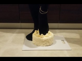 amateur, cake, feet, black pantyhose