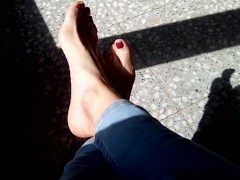 Playing with my feet while they sunbathe !!