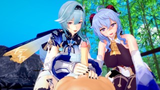Genshin Impact: THREESOME WITH EULA AND GANYU (3D Hentai ...