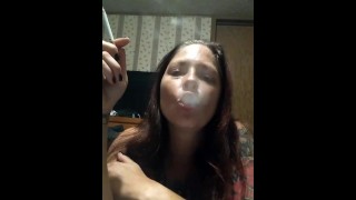 Hot Babe Smoking And Sucking On These Perfect Big Tits While Making My Pussy Wet For You