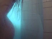 Preview 2 of Wet peep show in the shower for my stepbrother ended with cum mouth