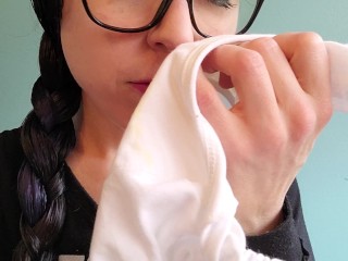 Pissing my Stained White Cotton Panties