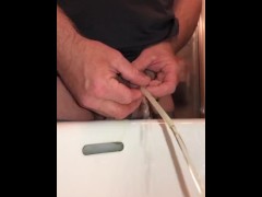Pissing Through a Hollow Sound (clear plastic straw) - Sounding Pee Hole Play
