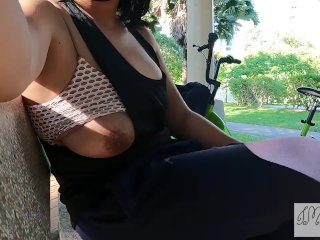 chubby, big boobs, naughty, outside