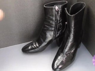 semen on shoes, kinky, boots, amateur