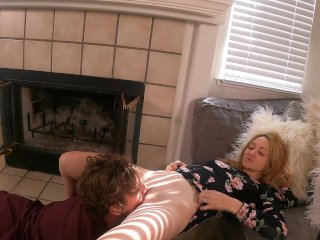 My Milf Stepmom gets STUCK and_fucked inthe fire place