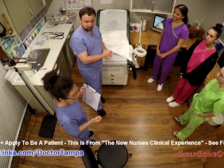 Student Nurses Lenna Lux, Angelica Cruz, & Reina Practice Examining each other 1st Day of Clinicals