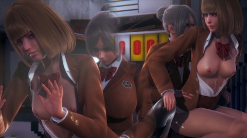 プリズンスクールFuta Meiko fucks Hana in school gym (3D PORN 60 FPS)