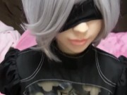 Preview 1 of Japanese amateur boy, cumshot in love doll in black dress blindfolded!