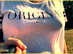 Public Braless | Distracting the golfers is so much FUN braless