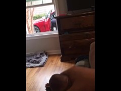 Jerking off while neighbor stands outside 