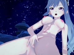 Keqing fingers her pussy at the hot springs - Genshin Impact Hentai
