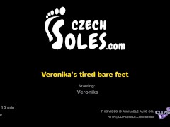 Video Veronika's tired bare feet (flip flops, bare feet, foot teasing, pov foot worship, pov feet, soles)