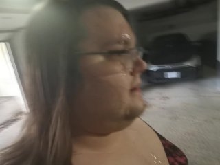 Walking Around Apartment Building with Giant Fake Cum Shot