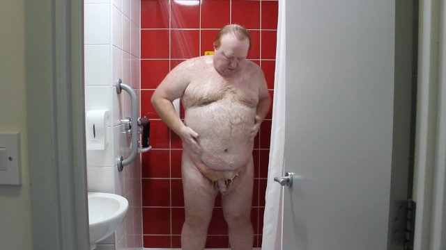 Daddy Bear Showering In Hotel
