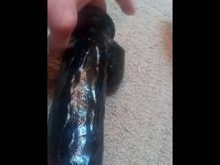 Taking this black d dildo deep