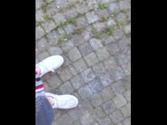Teenboy in Sneaker walk outdoor