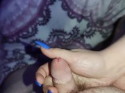 Preview 3 of I give him a naughty handjob with my long blue nails *ridiculous cum load*