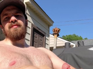 Jacking Off Outside in BackYard While Neighbors Are_Out Talking