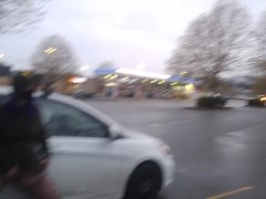 Public pissing Milf at busy gas station
