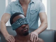 Preview 2 of Noir Male - Muscly D'Angelo Jackson Calls Up Taylor Reign & Sits Blindfolded As He Sucks His Bbc