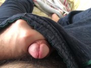 Hairy man chest and cut dick head massage 