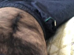 Hairy man chest and cut dick head massage 