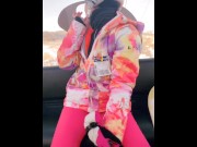 Preview 6 of Snowboarding slut sucks my cock in public!