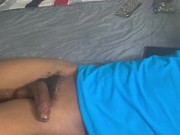 Preview 1 of Horny Ebony wake her Step-brother up to Sloppy Blowjob
